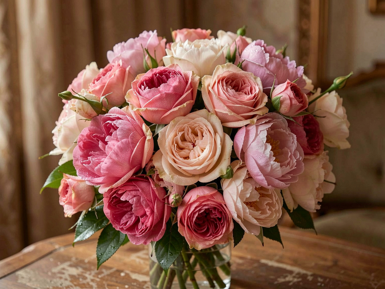 Klassisk Elegance bukett med roser og peoner