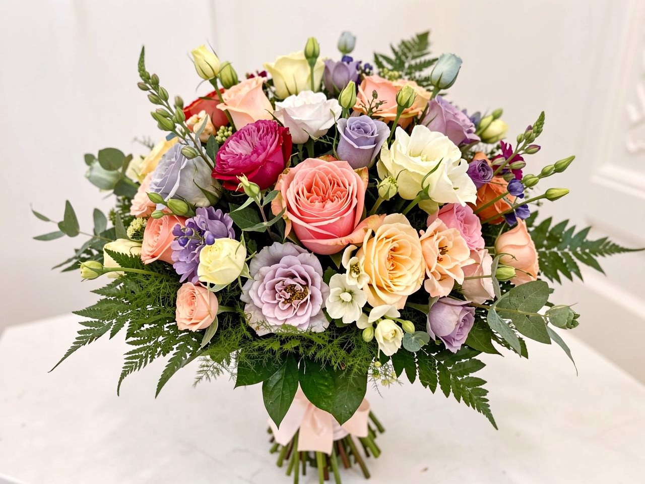 Festlig Prakt bukett med fargerike blomster